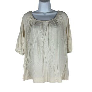 A.N.A A New Approach Women's Blouse Size M Cotton Modal Blend Cream